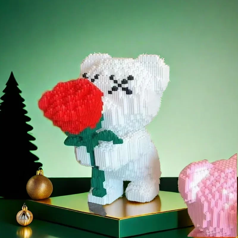 

Набор строительных блоков «Розовый медведь» из 3658 предметов, романтический медведь, який обнимает цветки, отличный выбор подарка для пар и родителей, идеальное качество здания