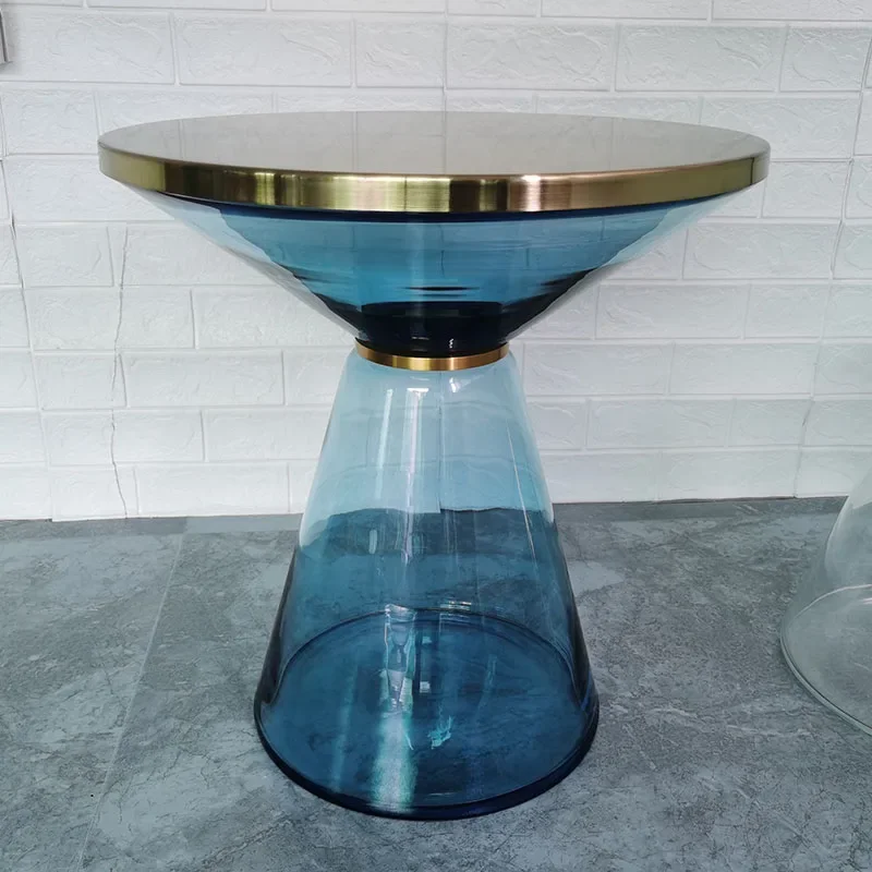 Indoor Postmodern Minimalist Classic Designer Restaurant Clubhouse Hotel Side Table Decorative Glass Tea Table Furniture