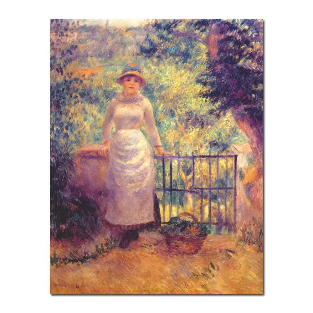 

painting with oils Aline at the gate (girl in the garden) by Pierre Auguste Renoir art reproduction Hand-painted High quality