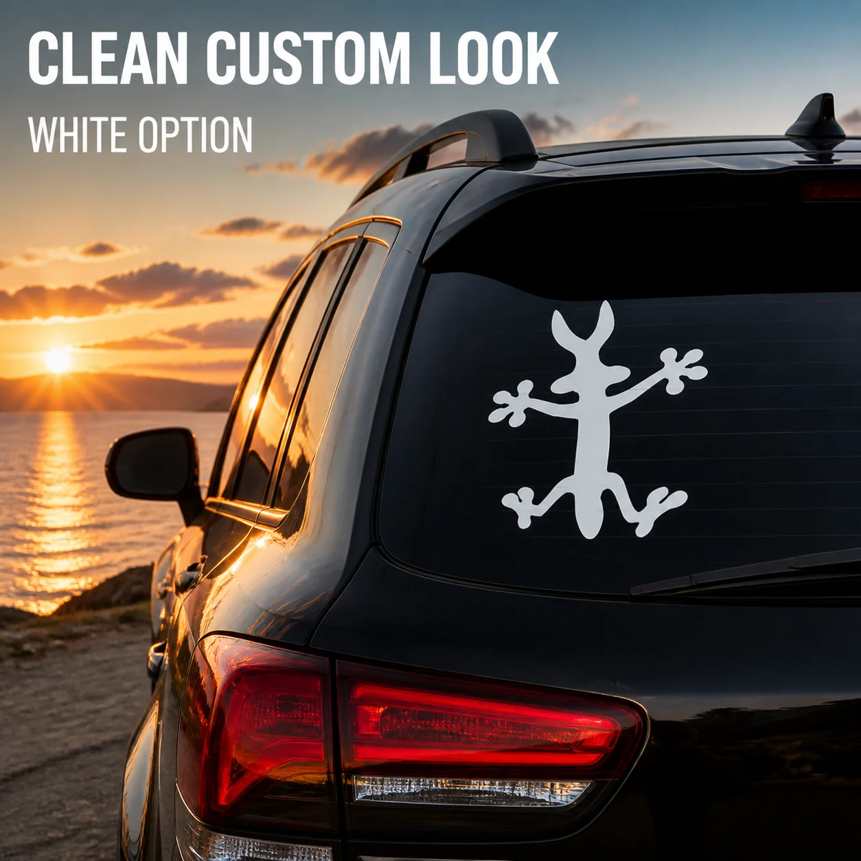 Funny Gecko Vinyl Car Decal Cartoon Animal Splat Sticker Black White Auto Window Decoration 2 Sizes Easy Apply UniversalFunny Ge