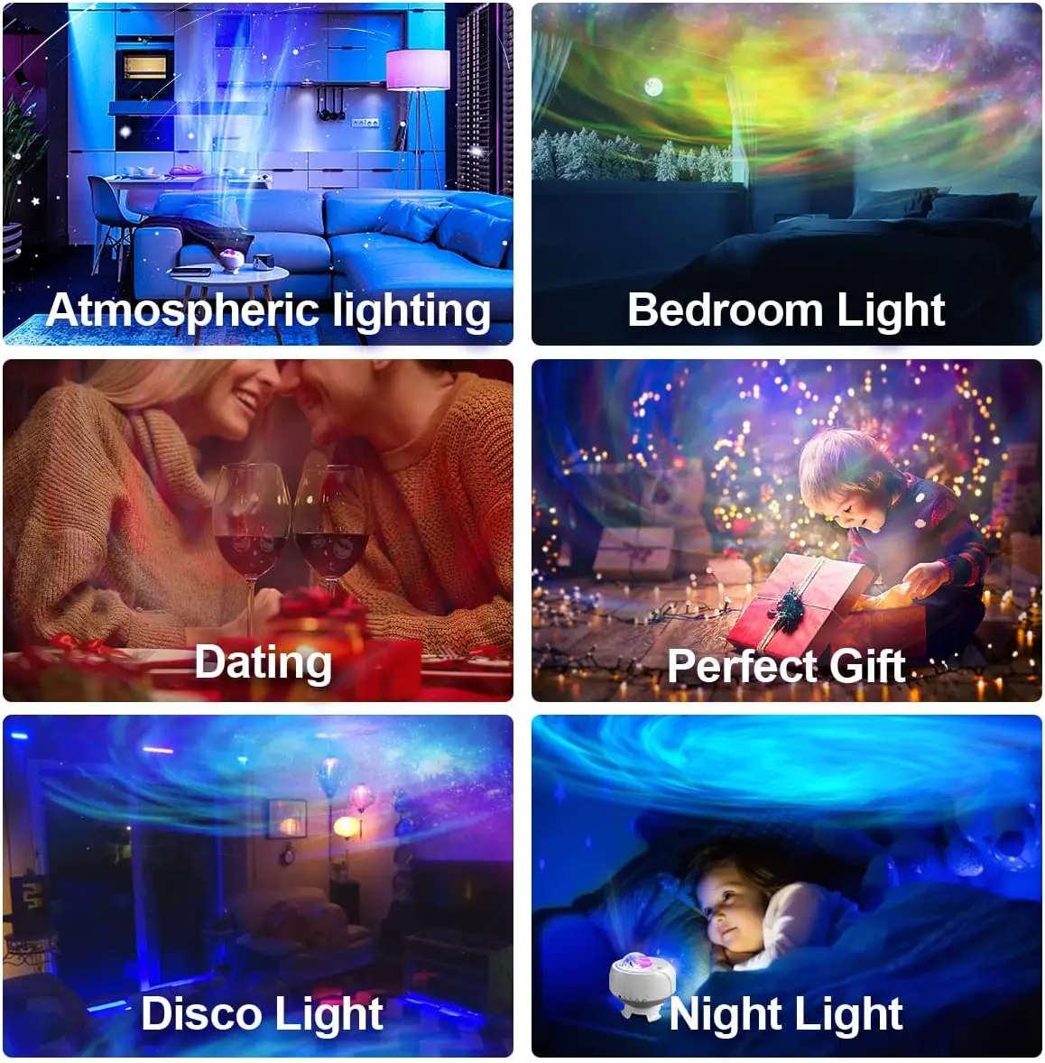 Aurora Starry Projector Night Light Galaxy Projector Bluetooth Music Projector LED Lamp for Kids Bedroom Room Decor Home Gifts