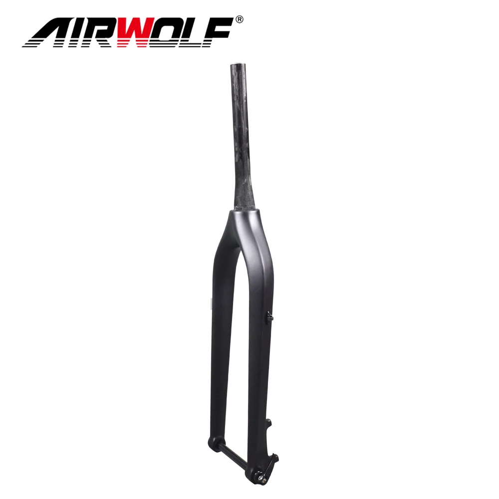 AIRWOLF Carbon Fork Mtb 26 Rigid Fork Carbon Mountain Bike Forks Steer Tube 28.6mm Matte Glossy Disc Rotor 160mm Fat Bike Fork