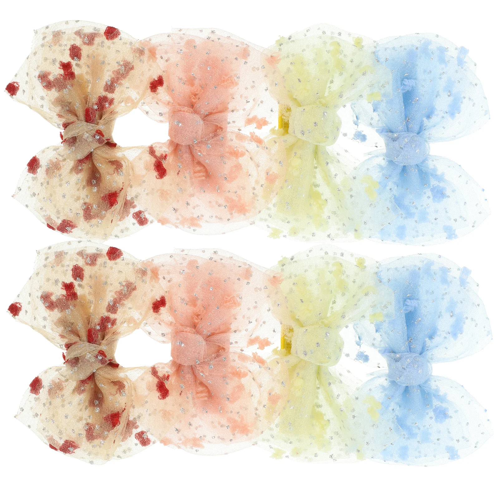 

8pcs Bow For Girls Bow Clips Little Girl Accessories Sweet Mesh Yarn Bows Kids Hair Decorations Toddler Hair Bows