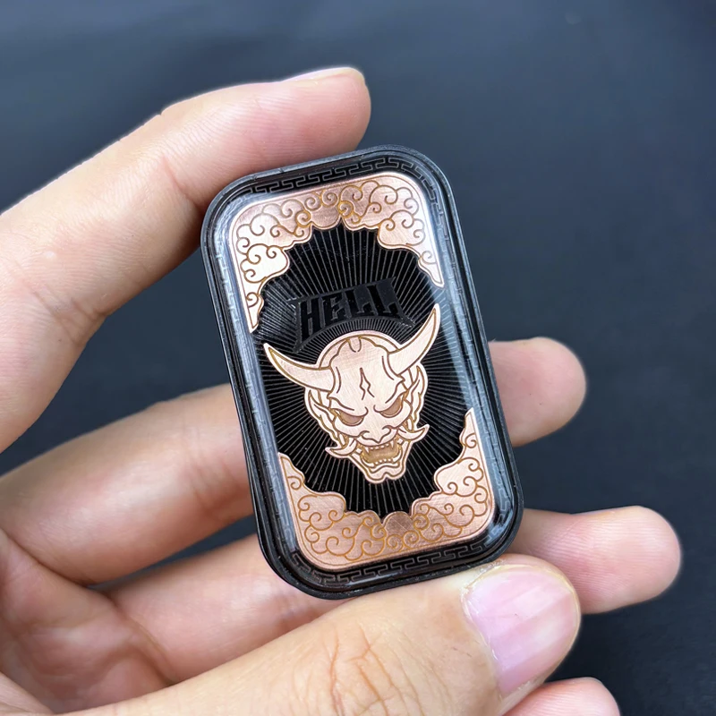 ARCEEDC Bull Demon King Stainless Steel Mechanical Rhythmic Direct Push Rotating Dingding Fingertip Push Card Decompression Toy