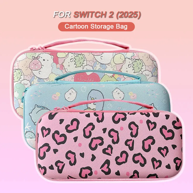 Storage Bag For Nintendo Switch 2 2025 Game Console Case Cute Cartoon Travel Carrying Handbag Protective Cover Box Accessories