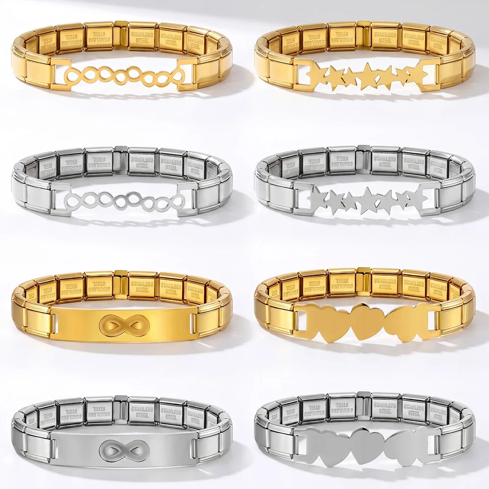 DIY Symbol Gold Plated Infinity Charm Heart Stainless Steel Making Women Men Italian Charm Splicing Dismantling Bracelet Jewelry