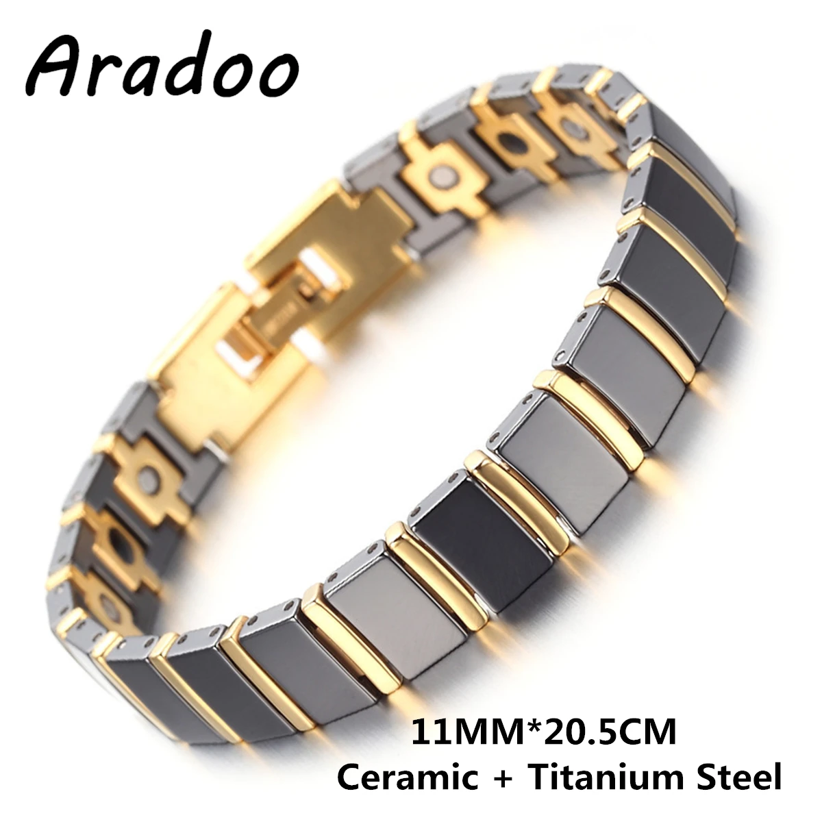 Titanium Steel Ceramic Bracelet Energy Magnetic Therapy Adjustable Bracelet With Regulator