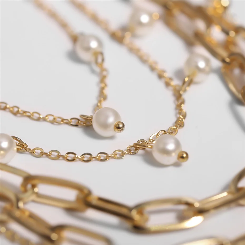 IngeSight.Z Bohemian Multi Schicht Nachahmung Perle Quaste Choker Halskette Kragen Erklärung Anhänger Halskette für Frauen Schmuck – Detail 29