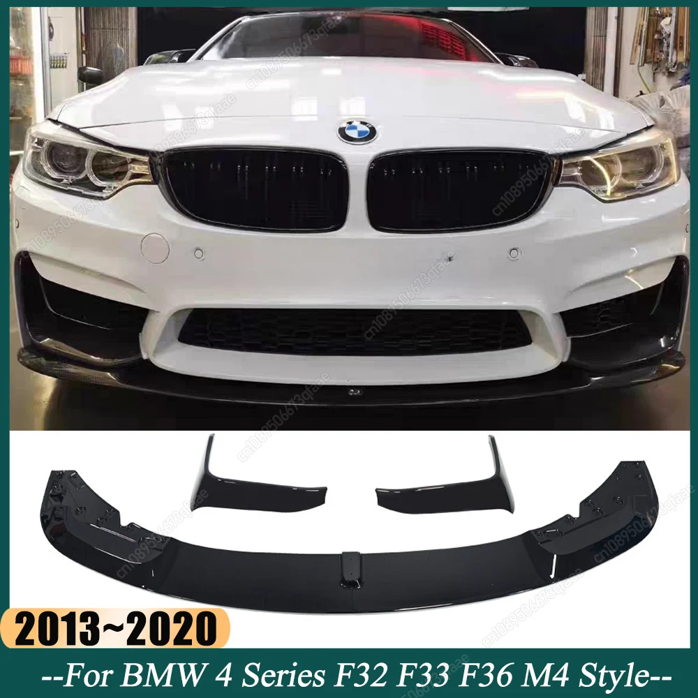 

4Pcs Car Front Bmuper Lip Spoiler For BMW 4 Series F32 F33 F36 M4 Type 420i 425i 430i 440i M440i 2013-2020 Bodykits Tuning Black
