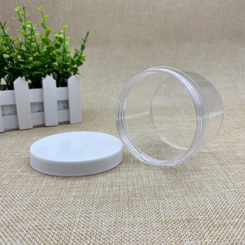 10/20/30pcs 200ml Clear Empty PET Jars with Black White Clear Plastic Screw Lids White Plastic Cosmetic Contaier