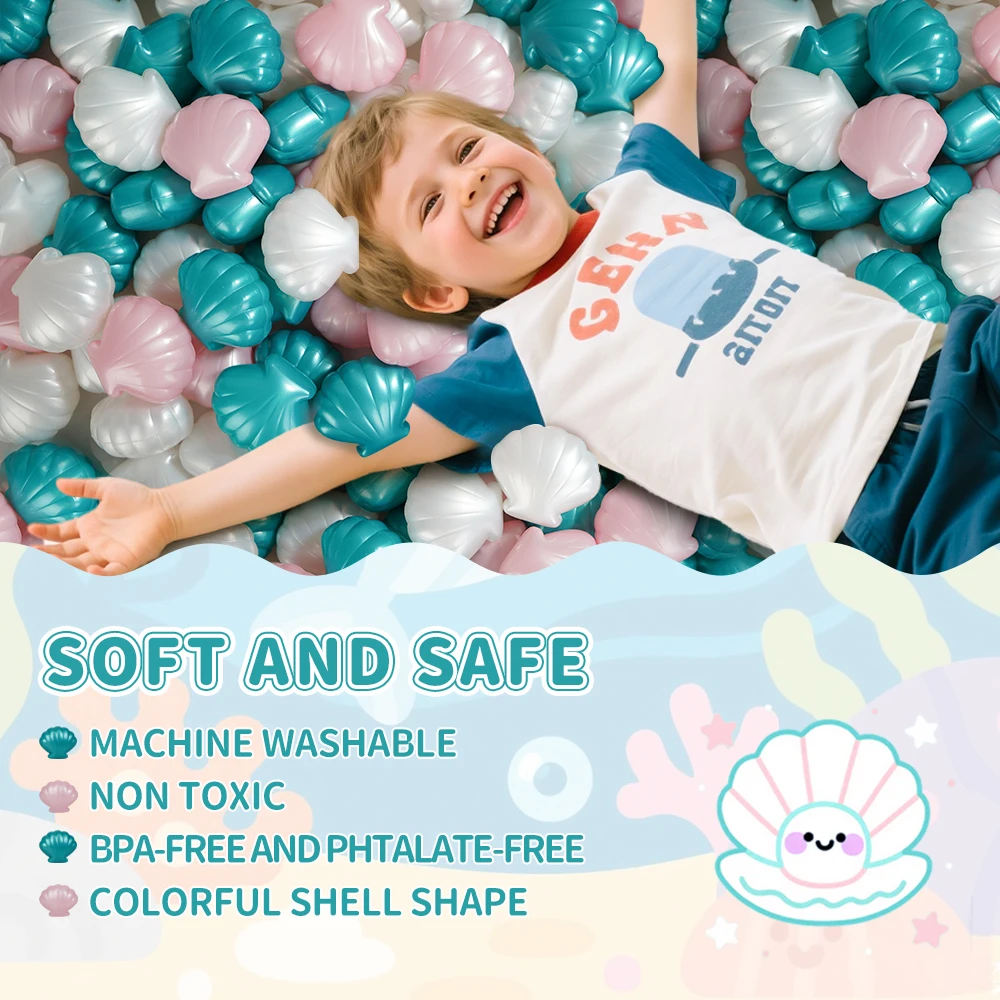 5.5cm 볼풀 공 조개 모양 100개 진주 다색 어린이 놀이용 파티 장난감 크리스마스 장식