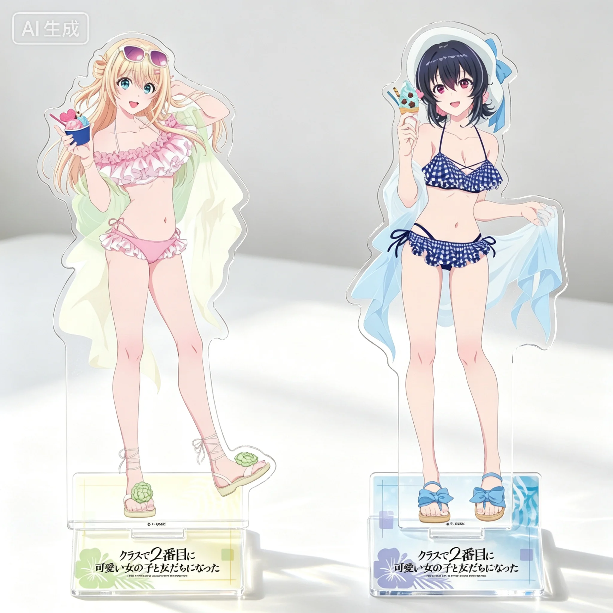 Anime I Made Friends with the Second Prettiest Girl in My Class Umi Asanagi Yuu Amami Acrylic Stand Model Plate Keychains