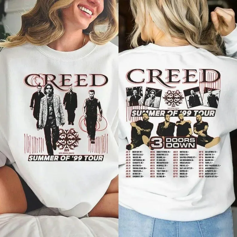 Creed Summer Of 99 Tour Shirt, Music 2 Sides Creed World Tour 2024