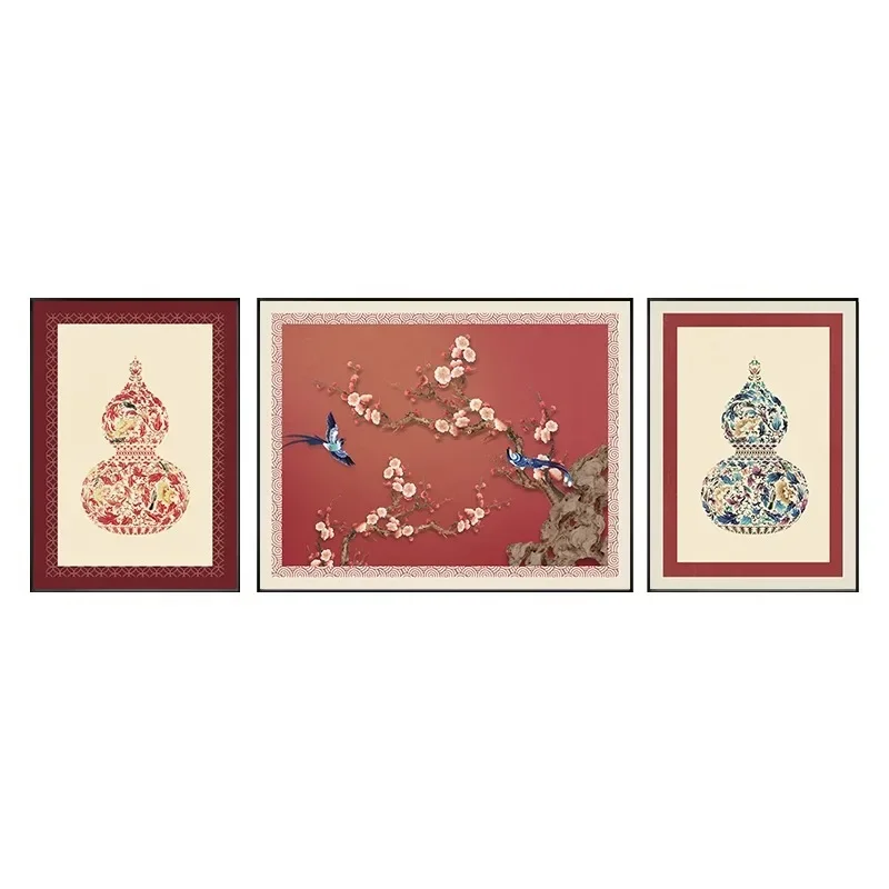 

Happy eyebrows living room decorative painting new Chinese atmosphere sofa background wall hanging painting Chinese ancient styl