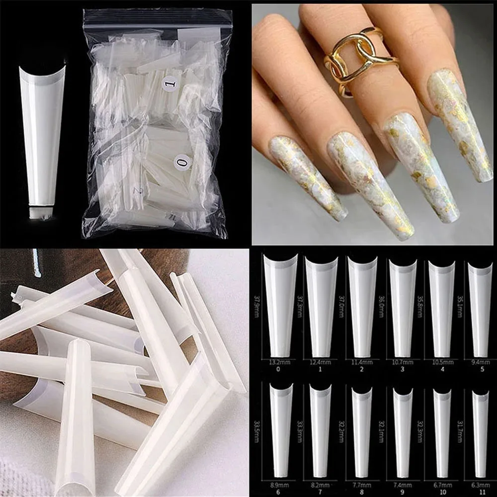 550Pcs 3XL Extra Long Nail Tips Half Cover Natural False Tips Press On Acrylic Salon Supply Artificial Manicure Tools Fake Nails