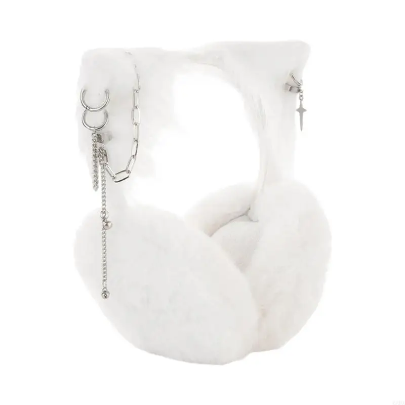 Adorable Puss Ears Plush Earmuffs For Women Children Winter Warm Portable Design 6XDA