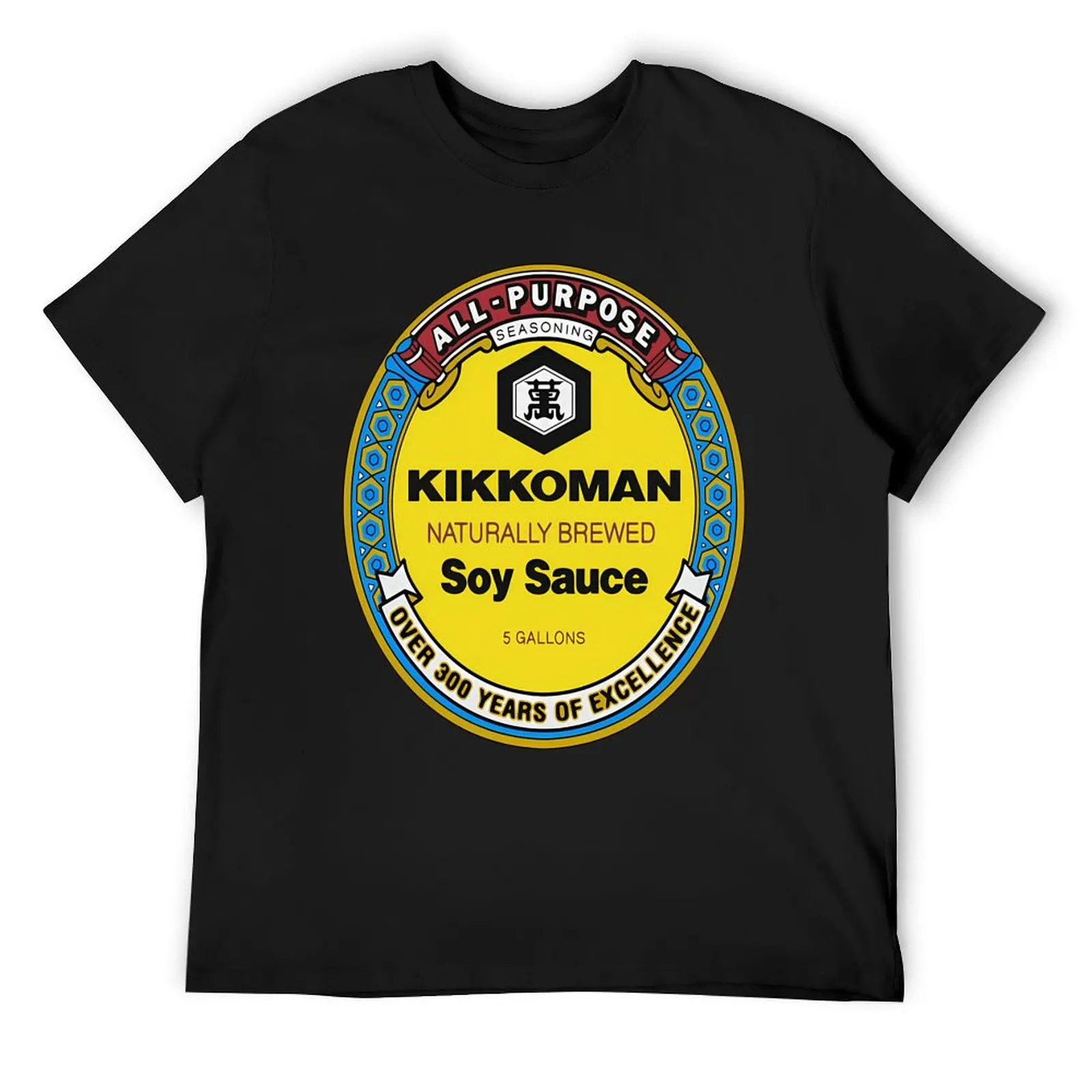 All Purpose Kikkoman Soy Sauce Print Design Men'S Ideal Short Sleeve Black Funny Cotton T-Shirt blacks Men's t-shirts