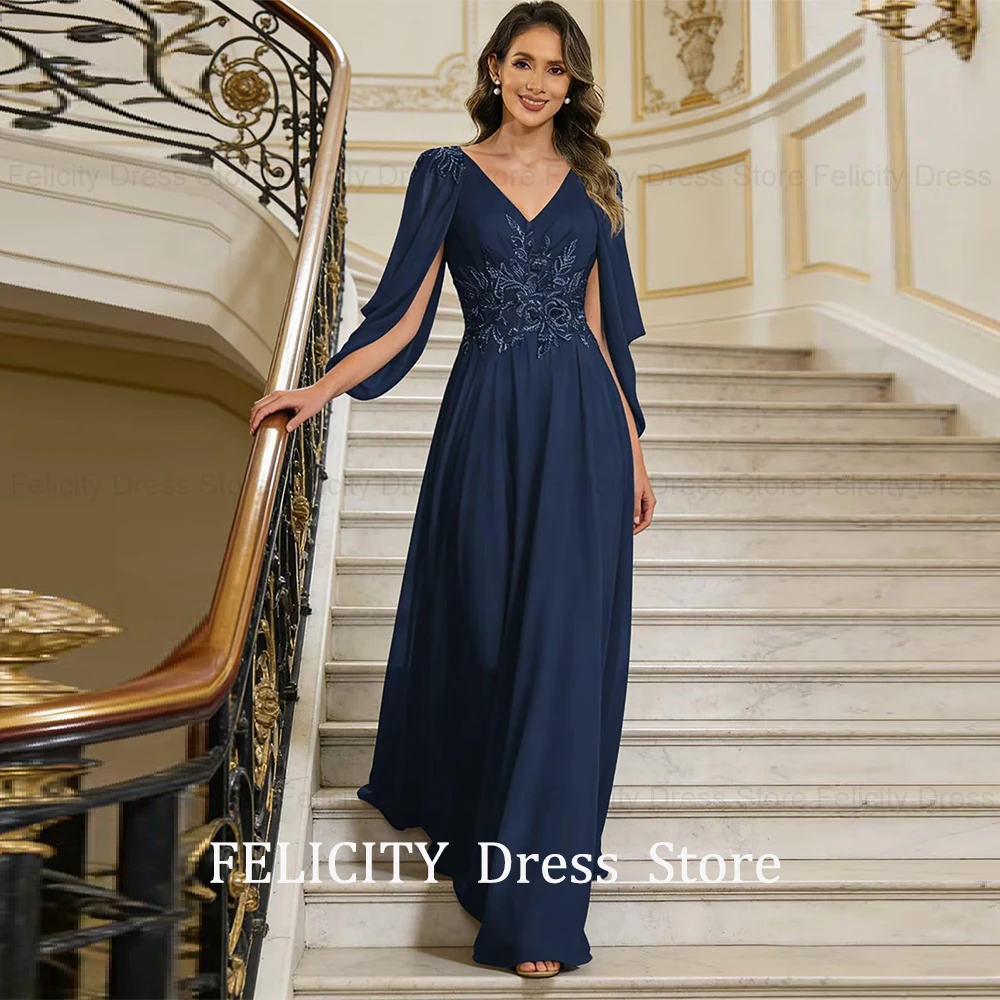 

FELICITY Customized Sequins Appliques Elegant Mother of the Bride Dress 2026 A-Line Chiffon Wedding Guest Dresses Evening Gowns