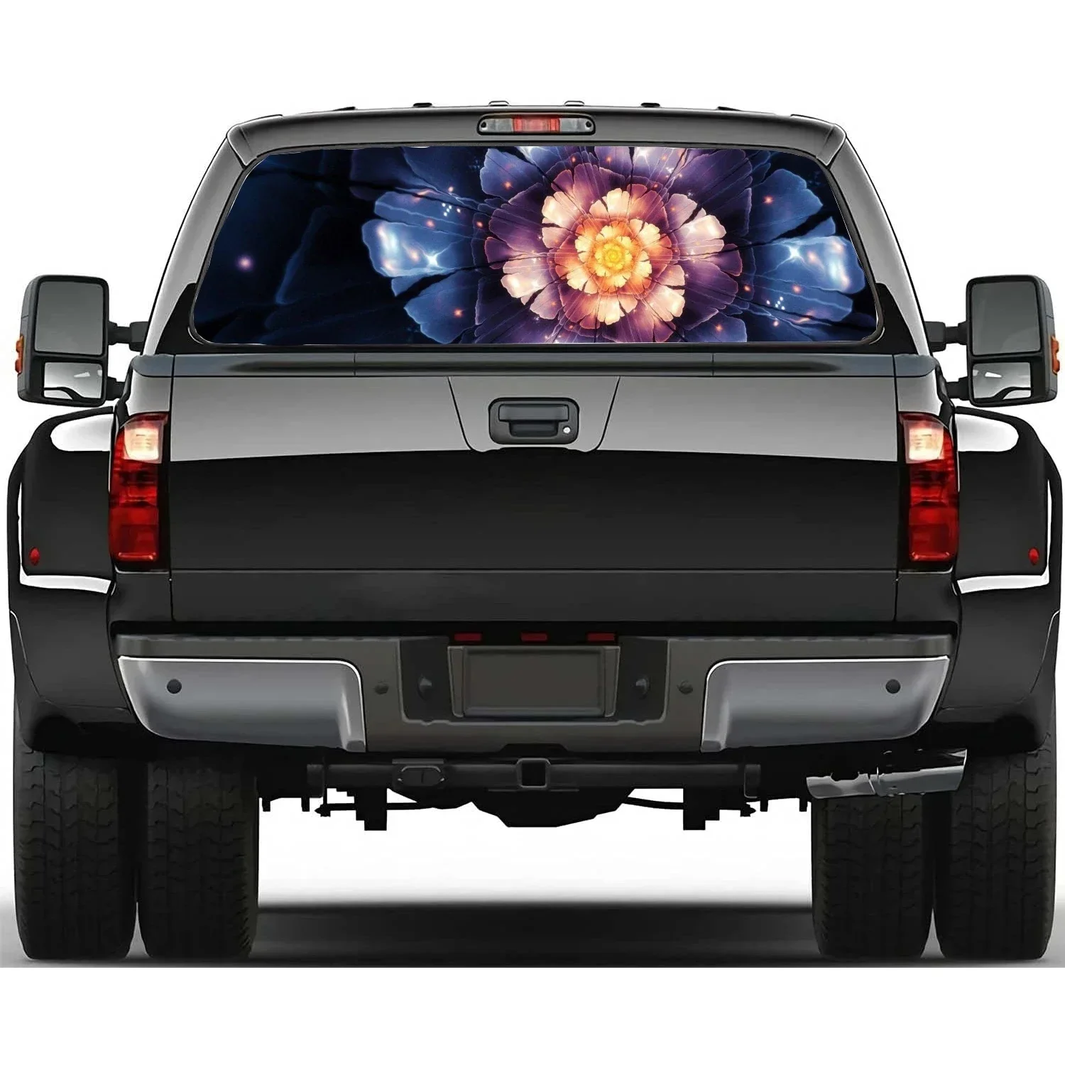 

Neon Abstract Flower Car Accessories Rear Windshield Sticker Truck Window See Through Perforated Back Window Vinyl Decal Decor