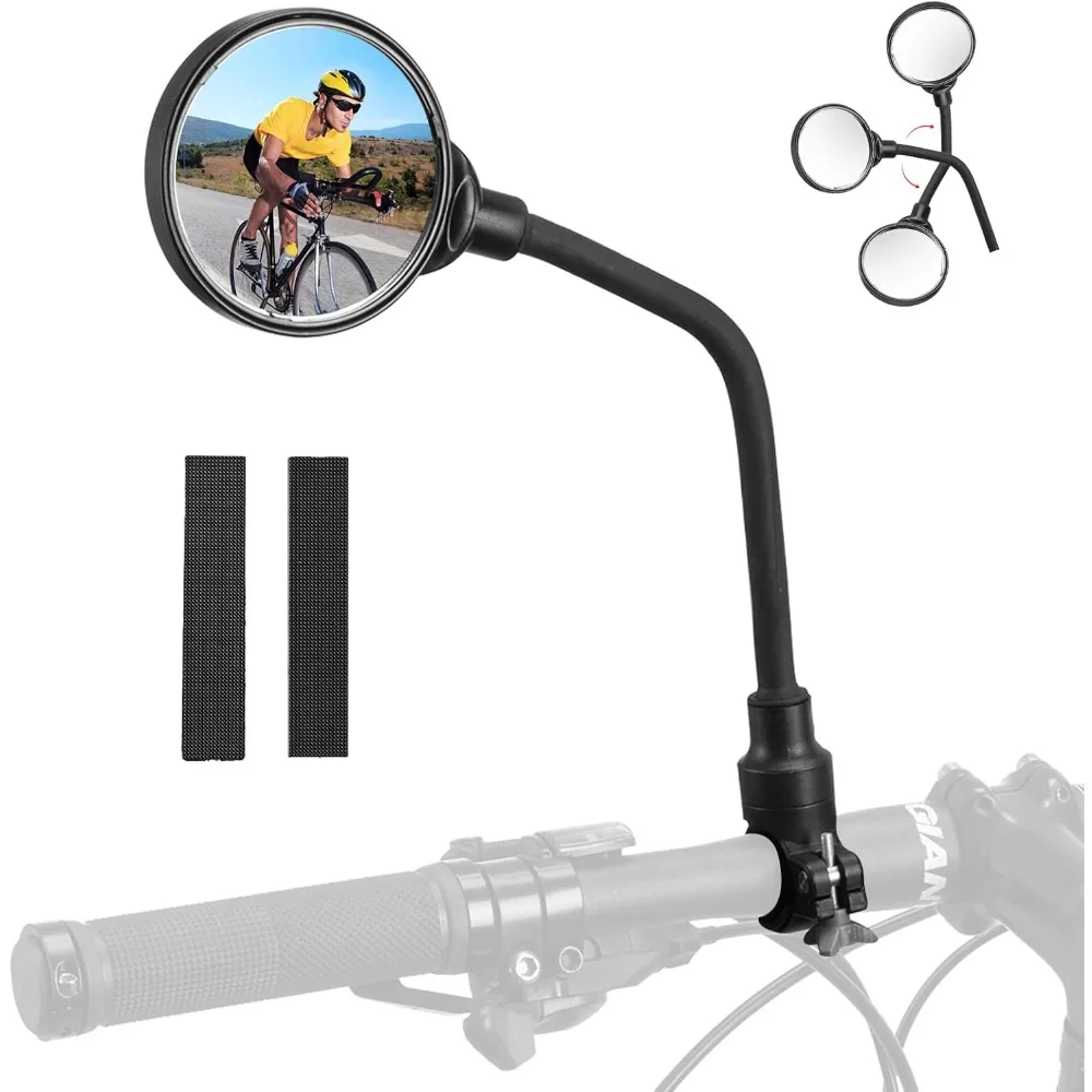 

Крепление на руль велосипедного зеркала 360° ° Вращающееся регулируемое велосипедное зеркало заднего вида HD, широкоугольное прозрачное акриловое выпуклое безопасное велосипедное зеркало