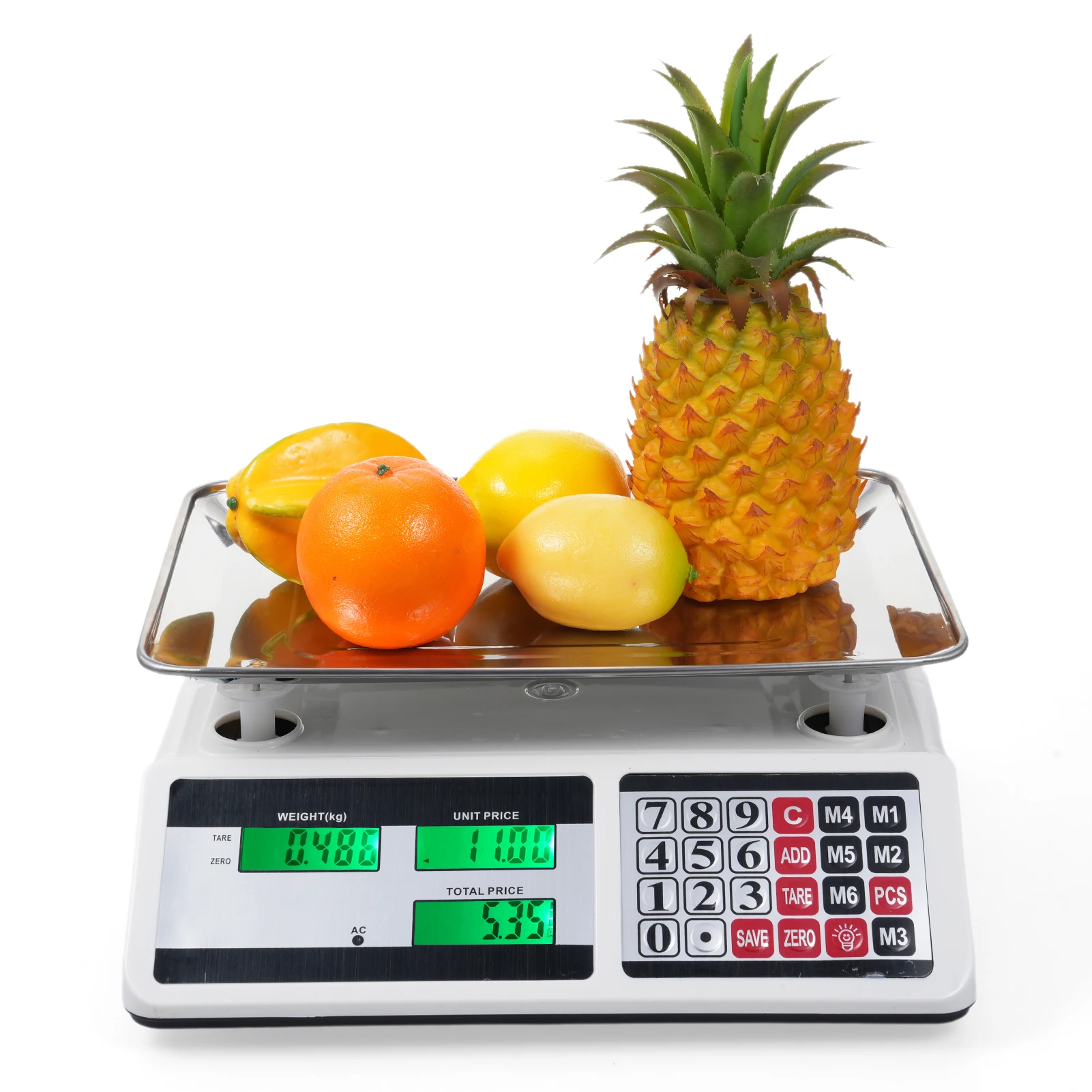 

110V Electronic Scale 40KG Digital Price Computing Scale with Stainless Steel Large Platform Dual LCD Display Button for Farmers