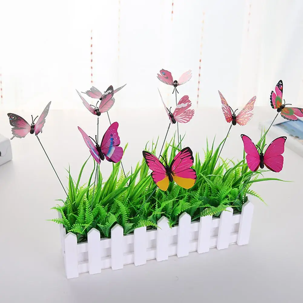 3D Simulation Butterflies Garden Yard Planter Colorful Butterfly Stakes Decoracion Outdoor Decor Flower Pots Decor