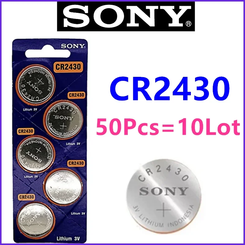 50Pcs Original  SONY CR2430 Lithium Battery DL2430 BR2430 Button Coin Batteries for Key Fob Watch Alarm Clock Remote Control