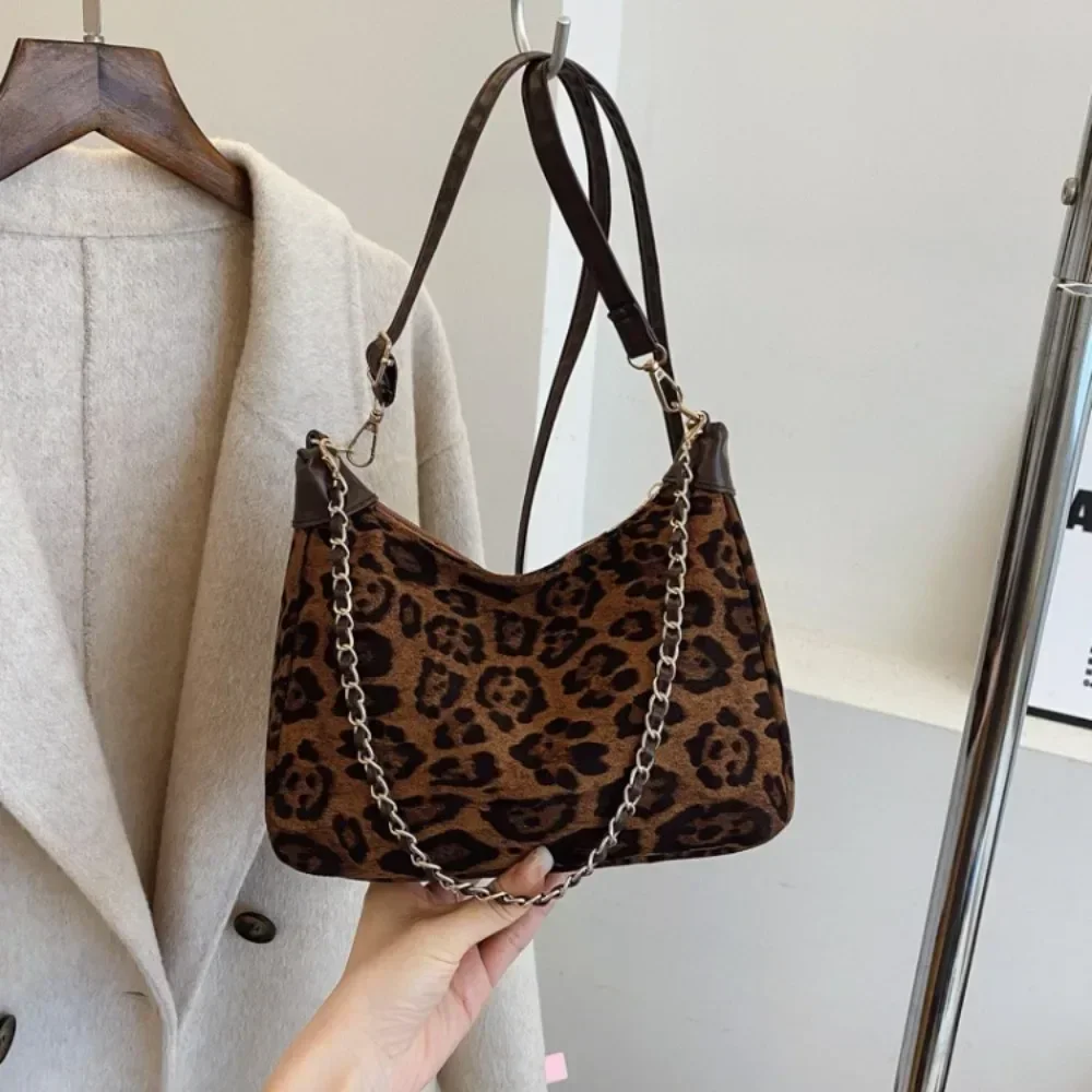 Vintage Fashion Leopard Print Versatile Chain New Women's Bag Premium Texture Temperament Generous Crossbody Shoulder