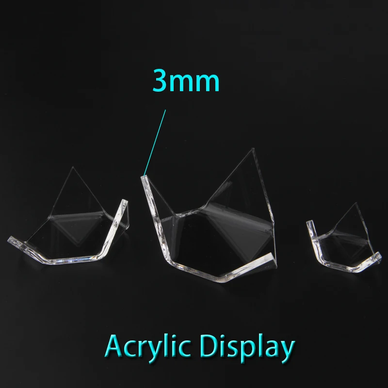 Triangle acrylic holders for mineral stone display rack and stand crystal stand