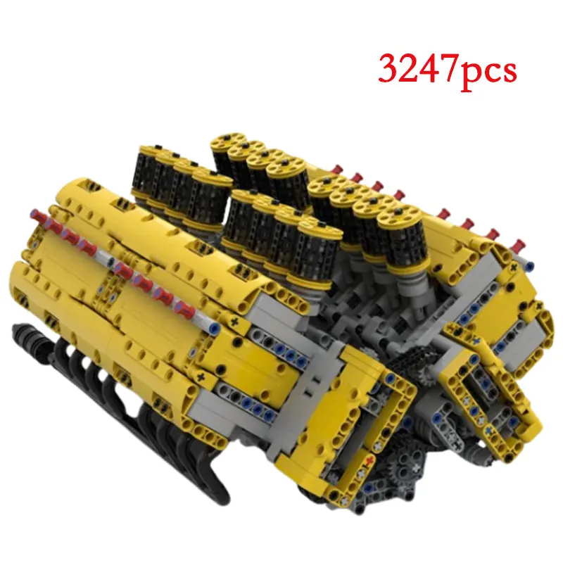 Spot MOC-169906 small particle assembled block engine with dual thrust valve and naturally aspirated car model, children's gift