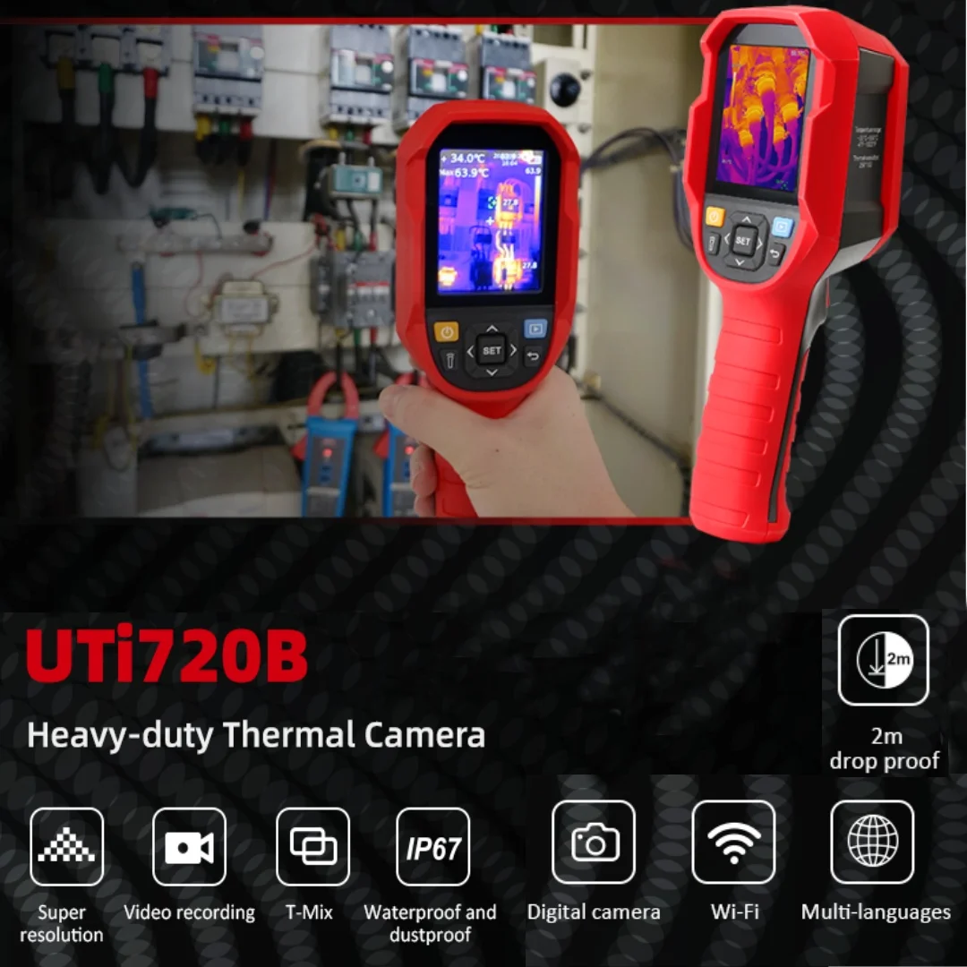 UNI-T UTi720B Industrial Thermal Camera 256x192 with WiFi, -20~550℃ Handheld Infrared Imager for PCB HVAC Floor Heating Repair