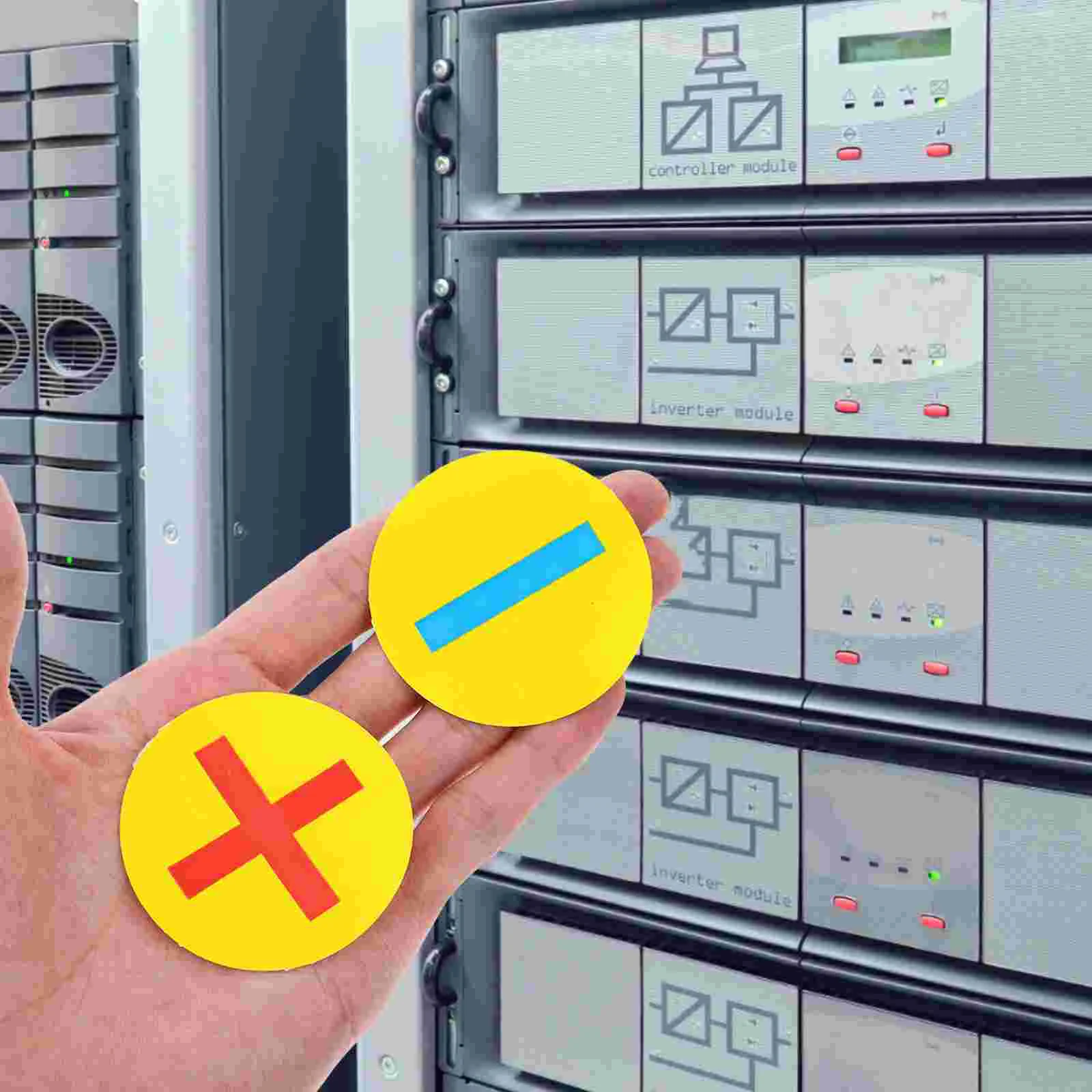 4 Blatt elektrische Polaritätsmarkierungsaufkleber, Papieretiketten für elektrische Panels