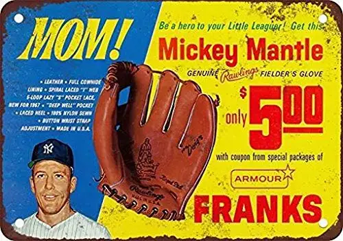 Fsdva 1967 Mantle Baseball Glove Vintage Look Reproduction Metal Tin Sign