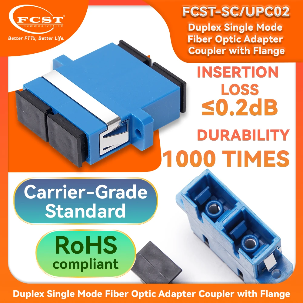 

FCST 10Pcs/50Pcs Fiber Optic Connector Adapter SC/UPC SM Flange Single mode Duplex SC-SC UPC Coupler FTTH