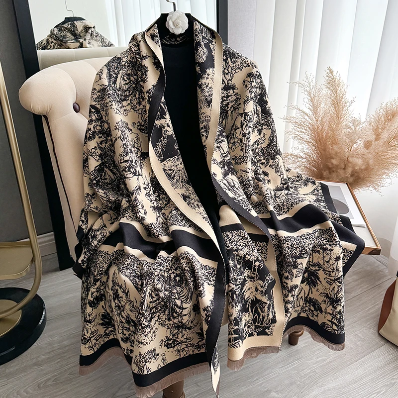 Ladies Winter Luxury printed cashmere shawl and scarf Bufanda thermal blanket Lady Echarpe shawl