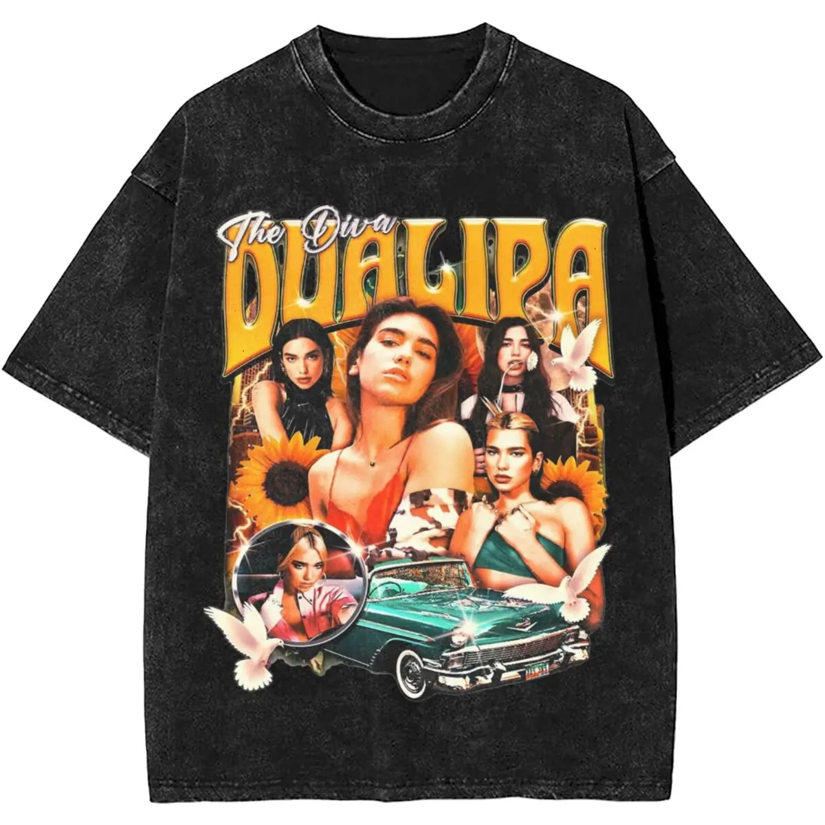 Hip Hop Retro D-Dua Lipa Bootleg Merch Shirts Washed Style Men Women Singer New Album T-Shirts Casual Top Tees Streetwear