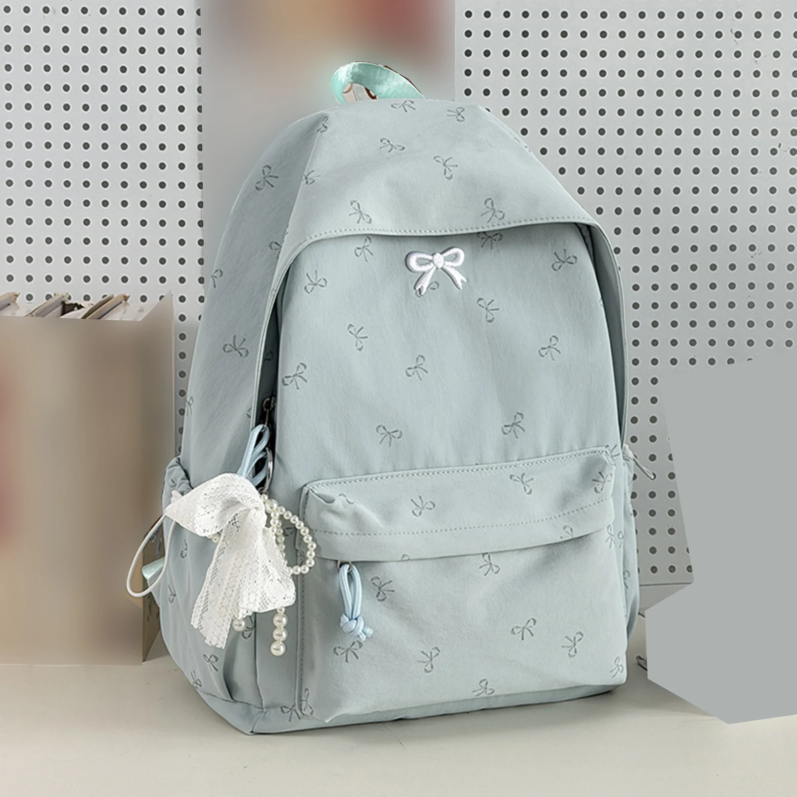 Women Bows Backpacks Travel Bag Large Capacity Kawaii Laptop Backpack Nylon Preppy Bow Backpack Children Teens Women
