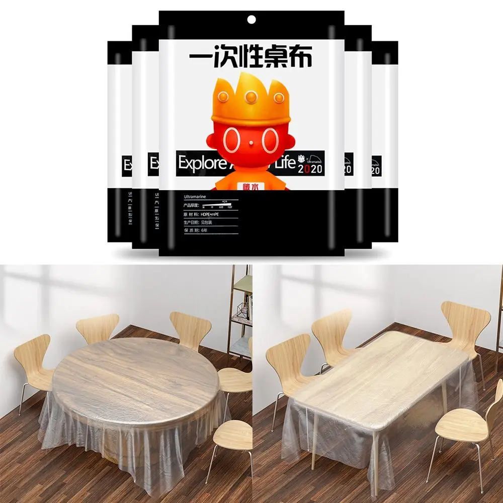 10PCS Transparent Disposable Tablecloth Thicken Tear-resistant Dustproof Furniture Cover Plastic High Temperature Resistance