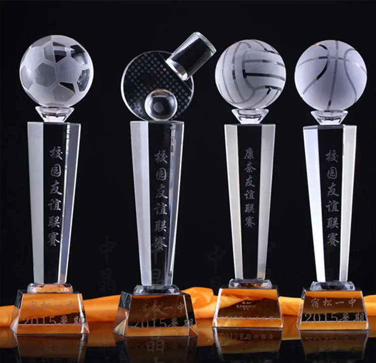 custom trophy--custom-made basketball football tennis ball game match crystal trophy CUP-BEST business birthday present