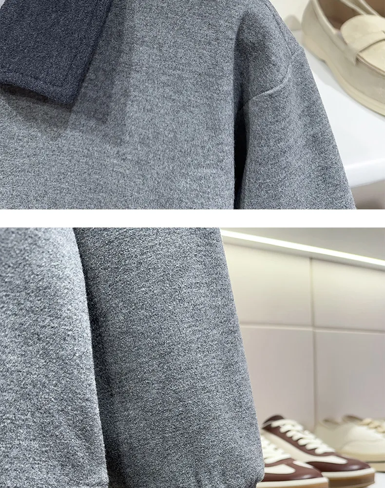 Men Splice Collar Loose Casual Pullover Sweatshirts Autumn Winter Streetwear Vintage Fashion Hoodies Sweatshirts Coat Tops