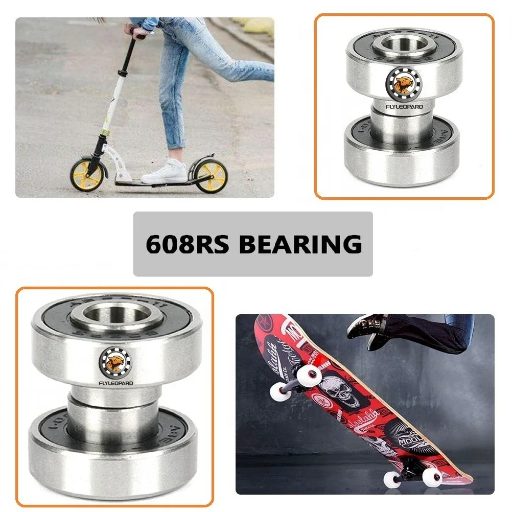 

4PCS Skateboard Bearing 608RS 8x22x7mm Abec9 Integrated spacer Longboard Bearing 608 Dance Board Double Rocker board Bearings