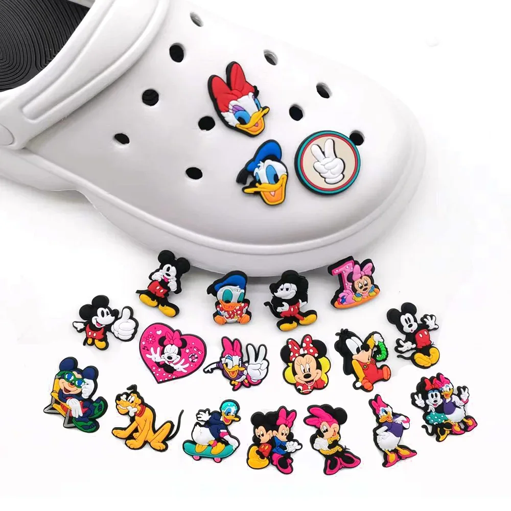 

MINISO Disney Mickey Minnie Donald Shoe Charms for Clogs Sandals Decoration Shoe Accessories Charms for Friends Gifts