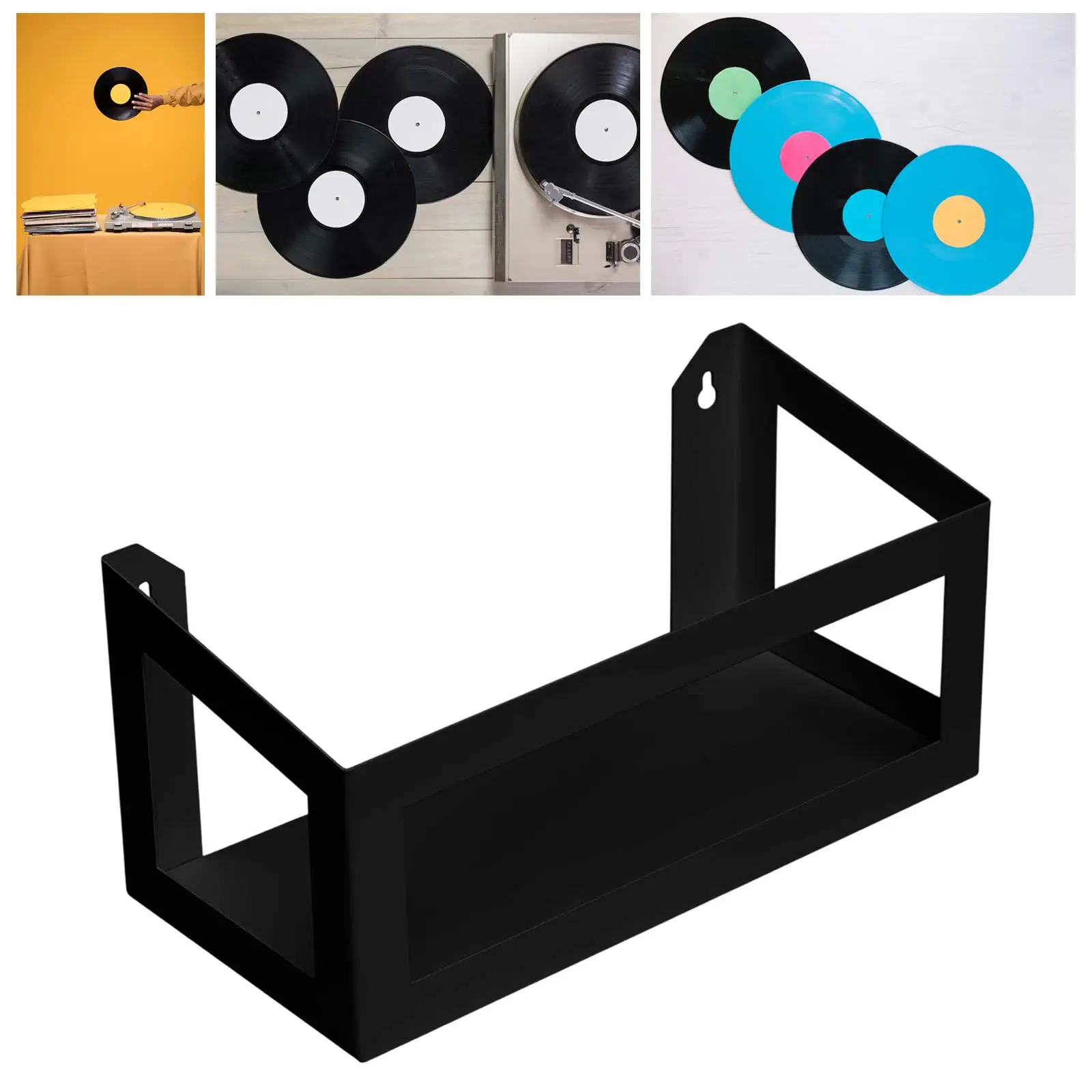 Minimalist Record Display Shelf Metal Vinyl Holder Wall Mount Cd Display Bookcase for Music Cds Space Saving view 3
