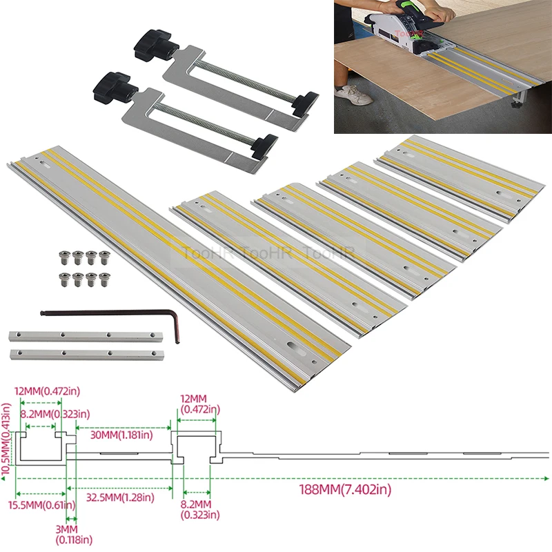 Guide De Scie Circulaire Rail En Alliage Aluminium 0-65cm - Rail De Guidage Précis Travail Du Bois