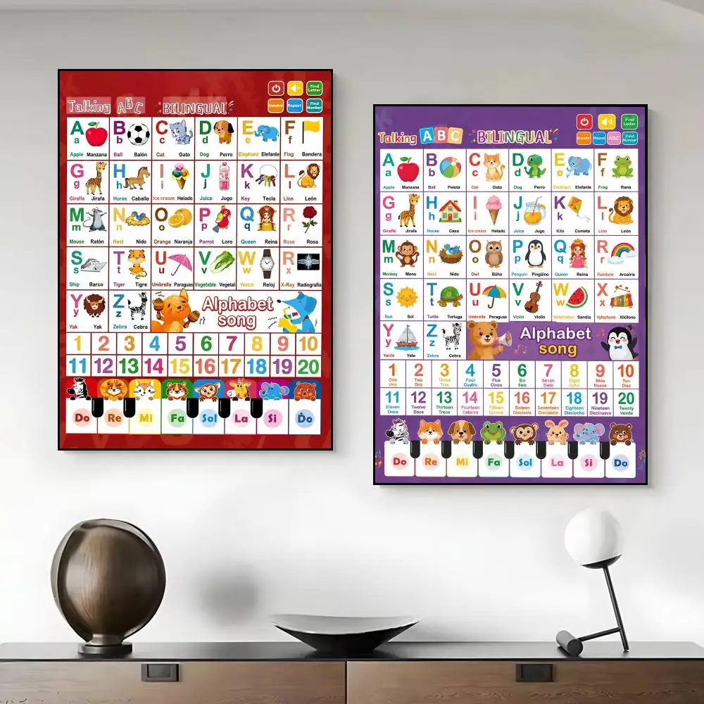 Talking ABC Bilingual For Child Poster Aesthetic Wall Art Canvas Trendy Bedroom Home Room Decor