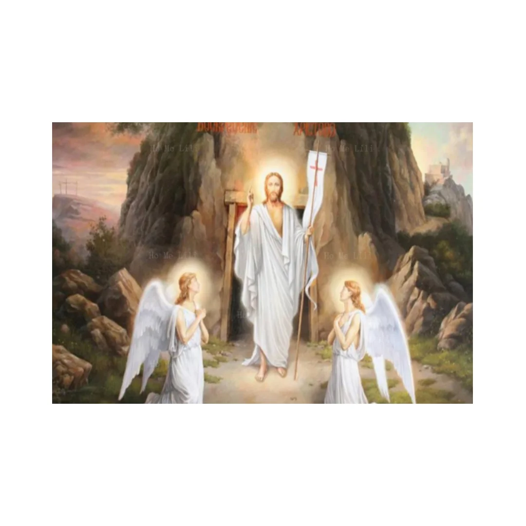 Canvas Wall Art For Livingroom Decor Oil Painting Jesus Rose From The Dead