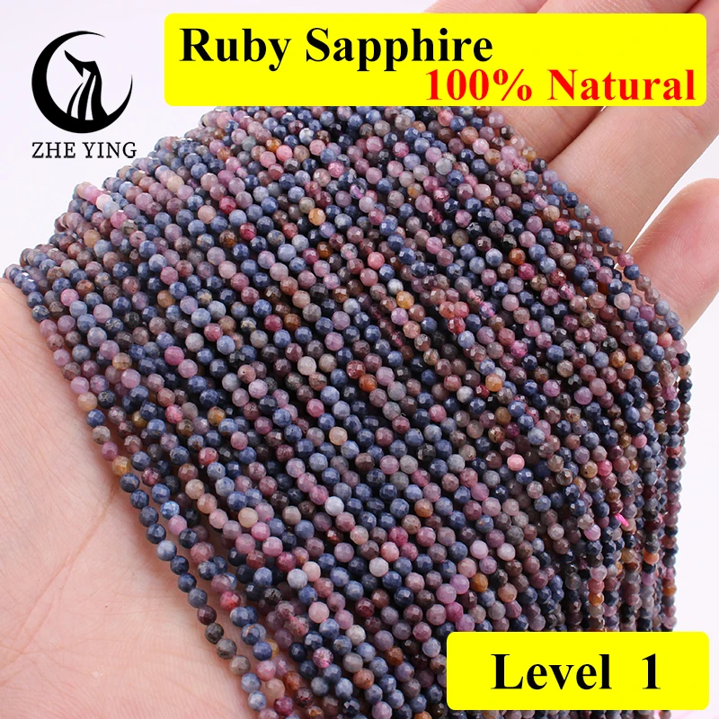 Zhe Ying Faceted 2mm Sand Hole Ruby Beads Small Tiny Natural Gemstone Beads for Jewelry Making DIY Accessories