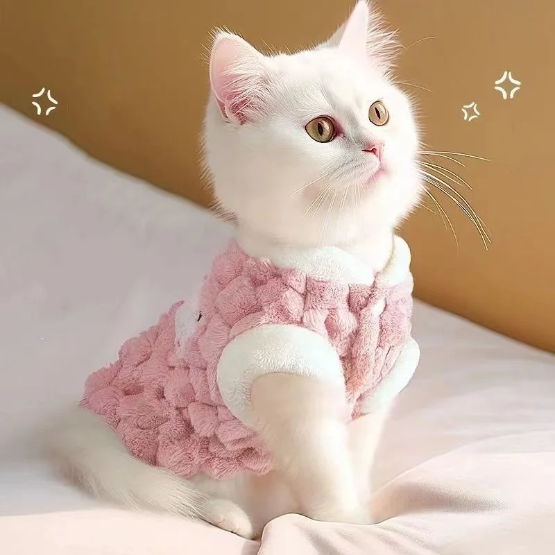 Roupas de inverno para cães e gatos com fivela, suéter de pelúcia com estampa de urso doce para cães pequenos, pomerânia, chihuahua, filhote de cachorro, jaqueta com botão