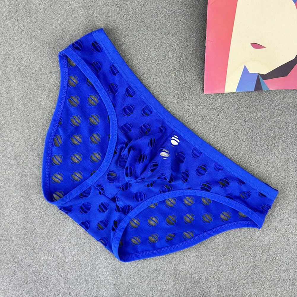 

Men's Elastic Mesh Hollow Briefs Underwear Big Hole Design Sheer Breathable Fabric Classic Style for Everyday Comfort
