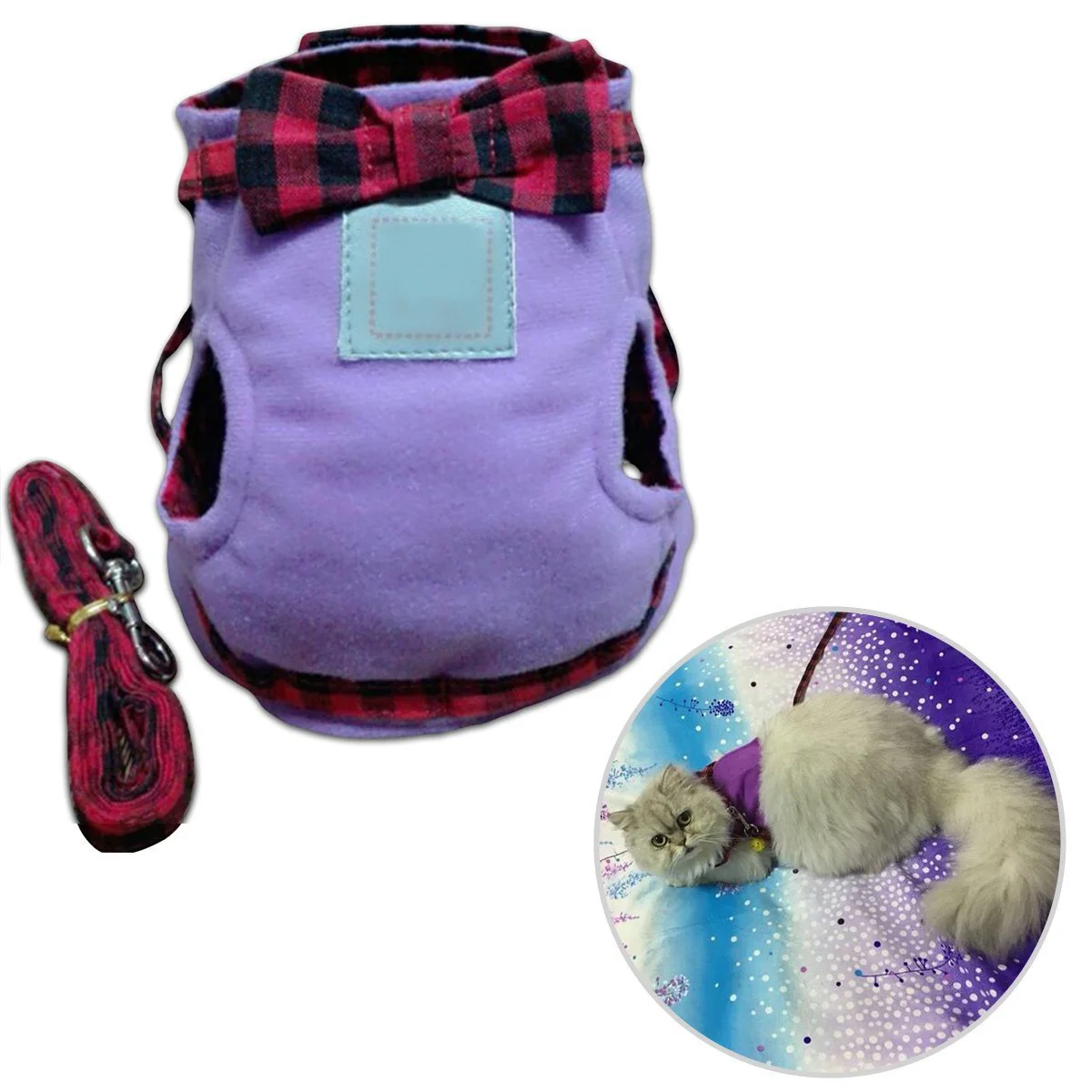 

Cat Mesh Harness Vest Adjustable Bowknot Design Protect Trachea Neck Padding Chest Strap Quick Release Buckle Leash